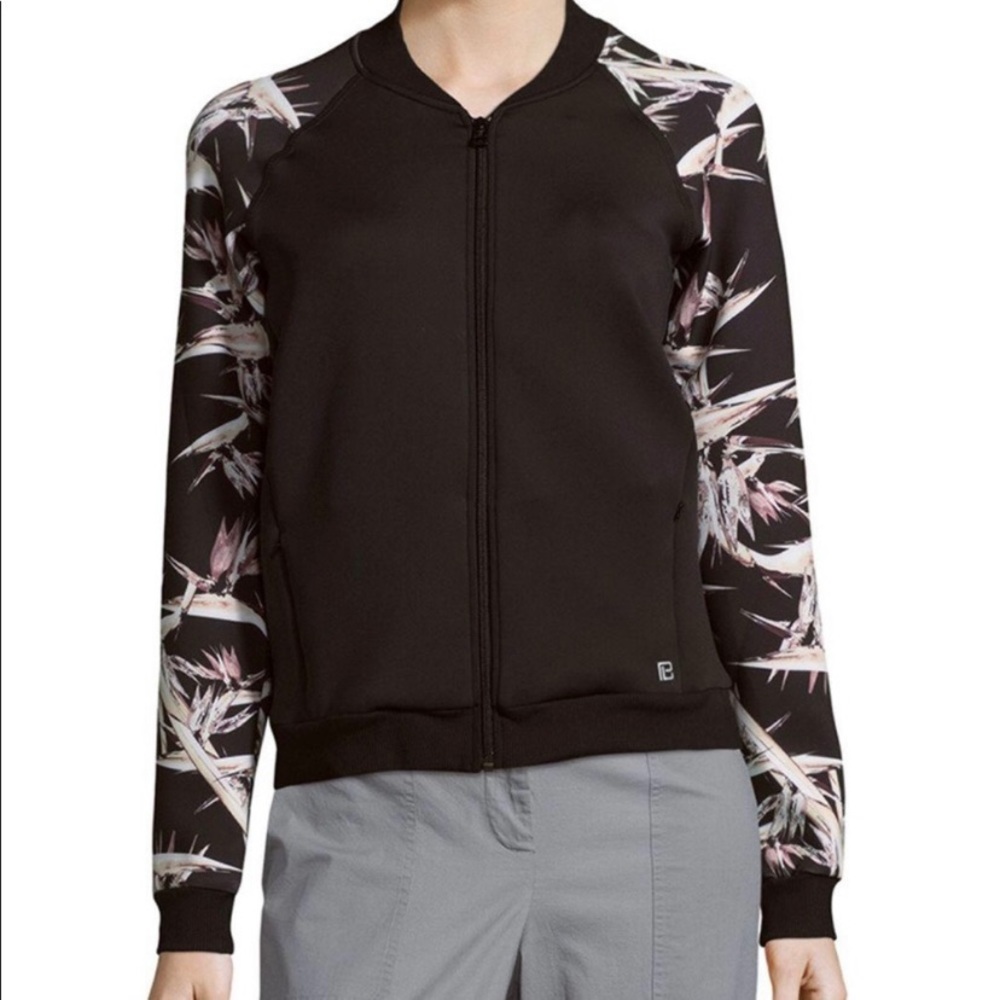 Body Language Full Zip Bomber Jacket Leaf Print M